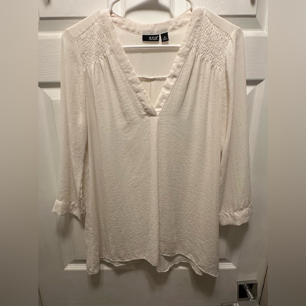 a.n.a Cream V-Neck Tunic Top